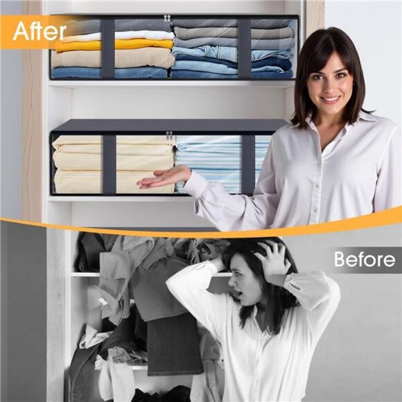 Storage Bins,3-Pack Clothes Storage, Foldable Blanket Storage Under Bed Storage - Picture 6 of 7